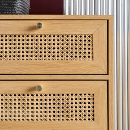 Sweeek - Sideboard Wood Decor And Cane 3 Drawers Natural 90X40X80 Cm - Judith - thumbnail 6