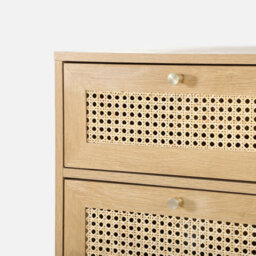 Sweeek - Sideboard Wood Decor And Cane 3 Drawers Natural 90X40X80 Cm - Judith - thumbnail 4