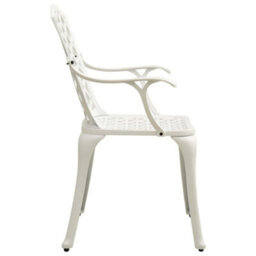 Berkfield 5 Piece Bistro Set Cast Aluminium White - thumbnail 6