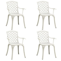 Berkfield 5 Piece Bistro Set Cast Aluminium White - thumbnail 3
