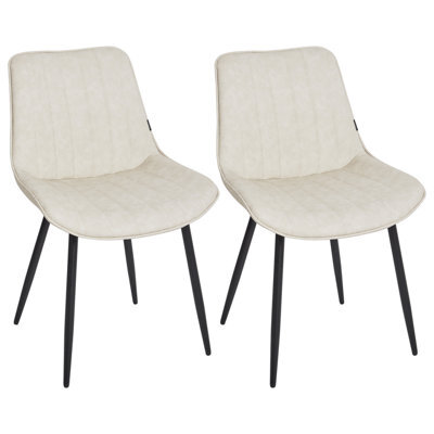 Beliani Set Of 2 Dining Chairs Dubrovnik Faux Leather Light Beige - image 1