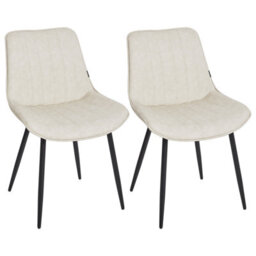 Beliani Set Of 2 Dining Chairs Dubrovnik Faux Leather Light Beige - thumbnail 1