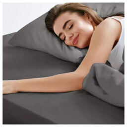 Ameha Plain Microfiber Fitted Sheet 25Cm Deep Pocket- Hypoallergenic Easy Care Grey Fitted Sheets Uk King Bedsheet (152X200 Cm) - thumbnail 3