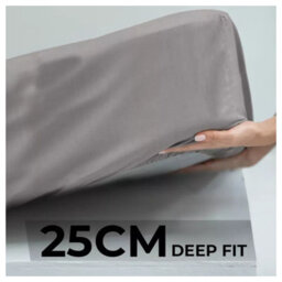Ameha Plain Microfiber Fitted Sheet 25Cm Deep Pocket- Hypoallergenic Easy Care Grey Fitted Sheets Uk King Bedsheet (152X200 Cm) - thumbnail 2