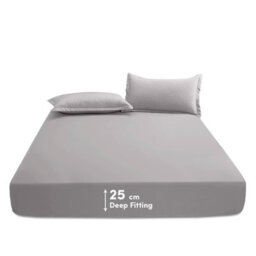Ameha Plain Microfiber Fitted Sheet 25Cm Deep Pocket- Hypoallergenic Easy Care Grey Fitted Sheets Uk King Bedsheet (152X200 Cm) - thumbnail 5