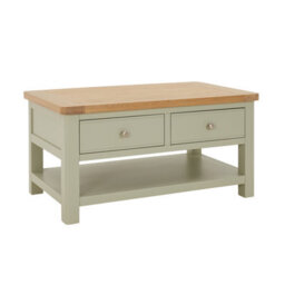 The Furniture Market Marbury Sage Green Painted 2 Drawer Coffee Table With Shelf - thumbnail 5