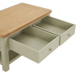 The Furniture Market Marbury Sage Green Painted 2 Drawer Coffee Table With Shelf - thumbnail 7