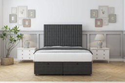 "Sloomy Manhattan Graphite Dumfries Ottoman Bed With Mattress With 26"" Strutted Headboard 4'6 Double"