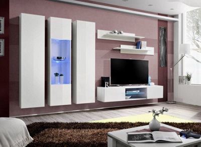 "Arte Fly P5 310Cm White Gloss Modular Media Wall - Clean Led Entertainment Unit For Tvs Up To 60""" - image 1