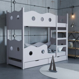 Nemo 180 Bunk Bed For 2 Mdf With Wooden Legs Slatted Bases Mattresses And Storage  188 X 81 X 180Cm Cashmere - thumbnail 3