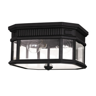 Luminosa Lighting Luminosa Cotswold Lane 2 Light Outdoor Flush Ceiling Light Black Ip44, E27 - image 1