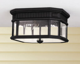 Luminosa Lighting Luminosa Cotswold Lane 2 Light Outdoor Flush Ceiling Light Black Ip44, E27 - thumbnail 2