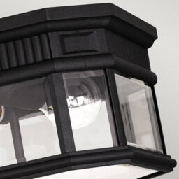 Luminosa Lighting Luminosa Cotswold Lane 2 Light Outdoor Flush Ceiling Light Black Ip44, E27 - thumbnail 3