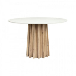 Wyld Haus Parnaiba Round Dining Table, White Top And Natural Fluted Base, 1200mm - thumbnail 2