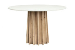 Wyld Haus Parnaiba Round Dining Table, White Top And Natural Fluted Base, 1200mm - thumbnail 3