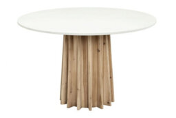 Wyld Haus Parnaiba Round Dining Table, White Top And Natural Fluted Base, 1200mm - thumbnail 4