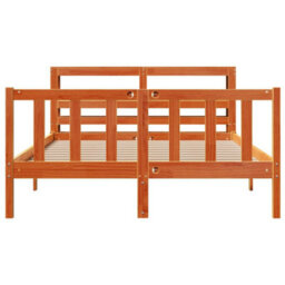 Berkfield Bed Frame With Headboard Without Mattress Wax Brown 160X200 Cm - thumbnail 4