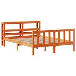 Berkfield Bed Frame With Headboard Without Mattress Wax Brown 160X200 Cm - thumbnail 3