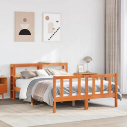 Berkfield Bed Frame With Headboard Without Mattress Wax Brown 160X200 Cm