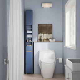 Sobuy Bzr34-Ii-B,tall Bathroom Storage Cabinet - Slim Bathroom Unit,compact Bathroom Furniture, Blue,w20Xd20Xh180 - thumbnail 2