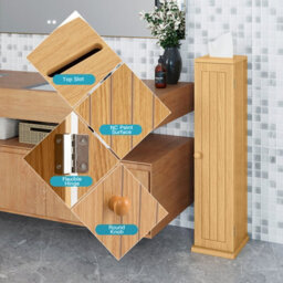 Gainoom Compact Toilet Tissue Storage Tower Toilet Paper Storage Holder-Natural - thumbnail 7