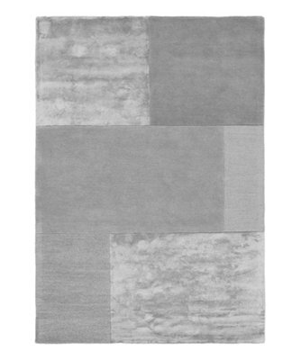 Silver Wool Handmade Luxurious Geometric Rug Easy To Clean Living Room And Bedroom-120Cm X 170Cm - image 1