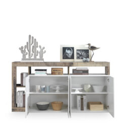 FurniComp LTD Furnicomp Lorenzo 4 Door White Gloss And Pero Oak Sideboard - thumbnail 5