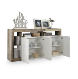 FurniComp LTD Furnicomp Lorenzo 4 Door White Gloss And Pero Oak Sideboard - thumbnail 4