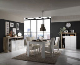 FurniComp LTD Furnicomp Lorenzo 4 Door White Gloss And Pero Oak Sideboard - thumbnail 7