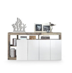 FurniComp LTD Furnicomp Lorenzo 4 Door White Gloss And Pero Oak Sideboard - thumbnail 3