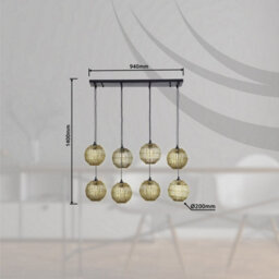 Luminosa Lighting Luminosa Hermi Ii Cluster Pendant Ceiling Light Antique Brass 8X E27 - thumbnail 3