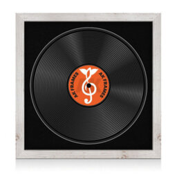 "16X16"" White Rustic Modern Vinyl Record Frame With Black Mount For 12 Inch Lp Disc - Ak Frames"