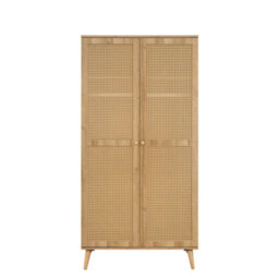 Swish Furniture Manila Oak & Pvc Rattan 2 Door Double Wardrobe Bedroom Furniture Storage - thumbnail 4