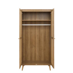 Swish Furniture Manila Oak & Pvc Rattan 2 Door Double Wardrobe Bedroom Furniture Storage - thumbnail 5