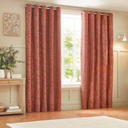 Wylder Grantley Jacquard Room Darkening Eyelet Curtain Pair Brick (W)117Cm X (D)183Cm - thumbnail 3