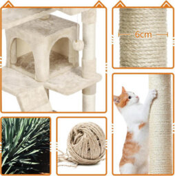 STARNINE Large Cat Tree 135Cm Cat Tower Scratching Posts Multi Level Kitten Tree House Tower Condos W/ Dangling Balls Indoor Cats Activity - thumbnail 4