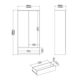 Wyld Haus Budapest White Gloss Wooden Wardrobe - 2 Doors, 1 Drawer - thumbnail 8