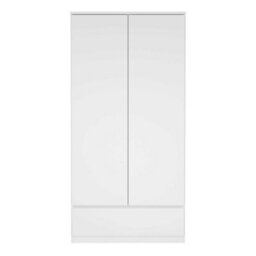 Wyld Haus Budapest White Gloss Wooden Wardrobe - 2 Doors, 1 Drawer - thumbnail 3