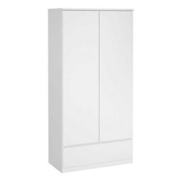 Wyld Haus Budapest White Gloss Wooden Wardrobe - 2 Doors, 1 Drawer - thumbnail 2