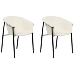 Beliani Set Of 2 Dining Chairs Ames Boucle Off-White - thumbnail 4