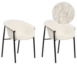 Beliani Set Of 2 Dining Chairs Ames Boucle Off-White - thumbnail 1