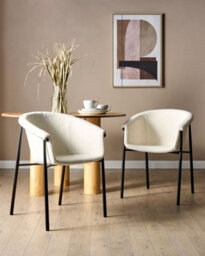 Beliani Set Of 2 Dining Chairs Ames Boucle Off-White - thumbnail 2
