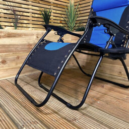 Samuel Alexander Luxury Padded Multi Position Zero Gravity Garden Relaxer Chair Lounger In Blue & Black - thumbnail 3