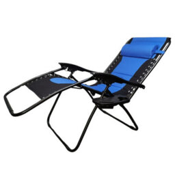 Samuel Alexander Luxury Padded Multi Position Zero Gravity Garden Relaxer Chair Lounger In Blue & Black - thumbnail 9