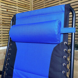 Samuel Alexander Luxury Padded Multi Position Zero Gravity Garden Relaxer Chair Lounger In Blue & Black - thumbnail 4