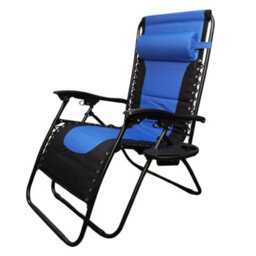Samuel Alexander Luxury Padded Multi Position Zero Gravity Garden Relaxer Chair Lounger In Blue & Black - thumbnail 8
