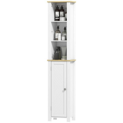 Slim Bathroom Storage Unit With Open Compartment, White - image 1