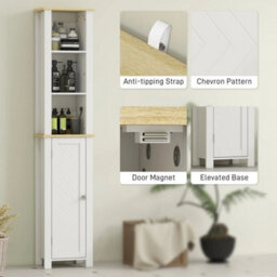Slim Bathroom Storage Unit With Open Compartment, White - thumbnail 3
