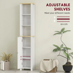 Slim Bathroom Storage Unit With Open Compartment, White - thumbnail 5