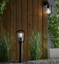 Anson Lighting Layka Outdoor Post Light Finished In Textured Black And Clear Pc - thumbnail 4